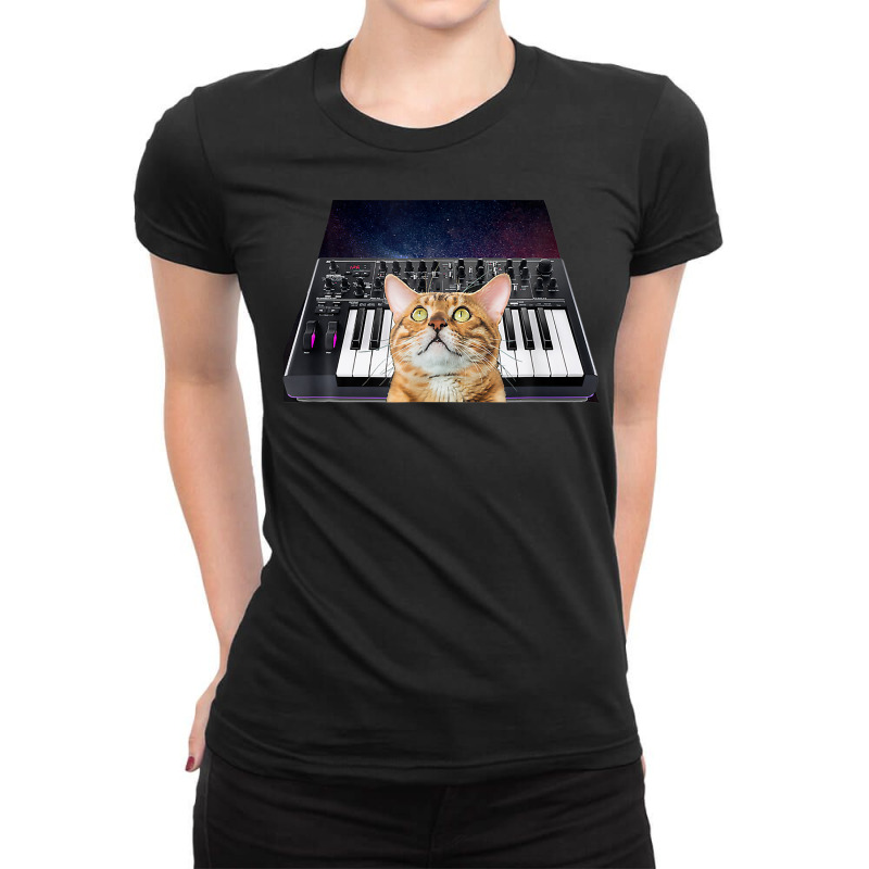 Galaxy Cat Musical Instrument Modular Synthesizer T Shirt Ladies Fitted T-Shirt by latodorjnb | Artistshot