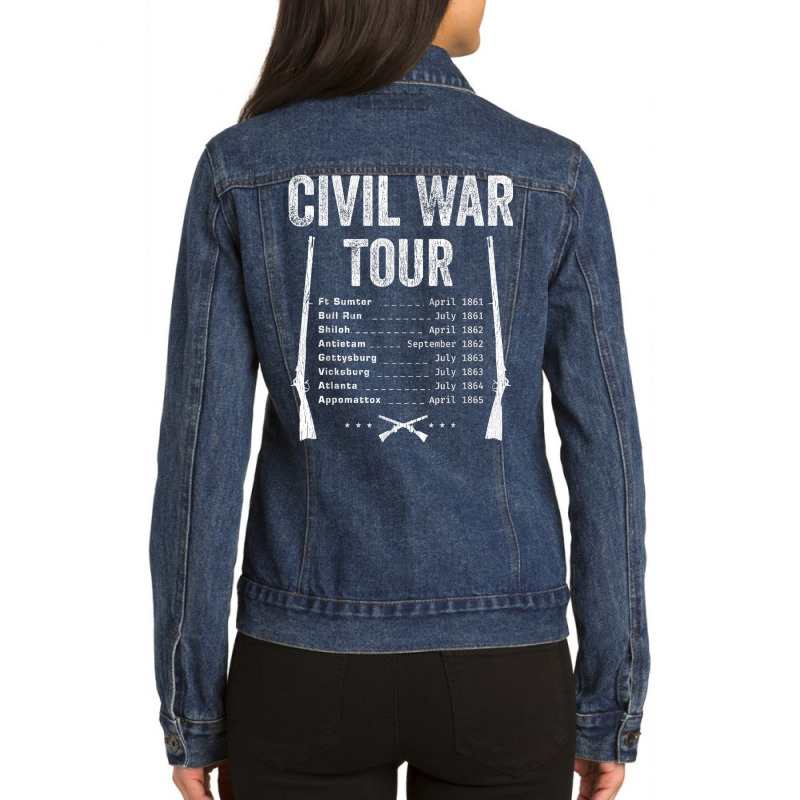 American Civil War Tour Battle Dates Reenactment Gettysburg T Shirt Ladies Denim Jacket by choninzel | Artistshot