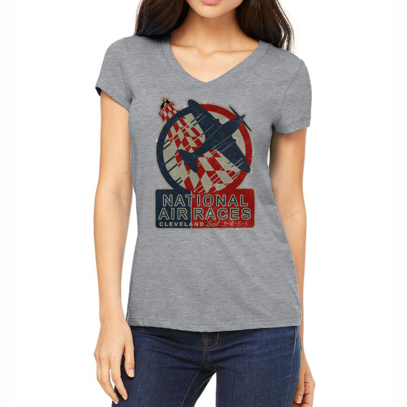 National Air Races Vintage Airplane Racing Design Women's V-Neck T-Shirt by melinnstta6 | Artistshot