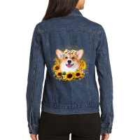 Sunflower Welsh Corgi Dog Mothers Day For Women Ladies Denim Jacket | Artistshot