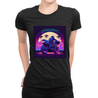 Motorcycle  Retro Synthwave Ladies Fitted T-shirt | Artistshot