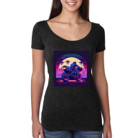 Motorcycle  Retro Synthwave Women's Triblend Scoop T-shirt | Artistshot