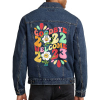 Goodbye 2022 Hello 2023 Welcome Cat Rabbit Year Art On Back T Shirt Men Denim Jacket | Artistshot