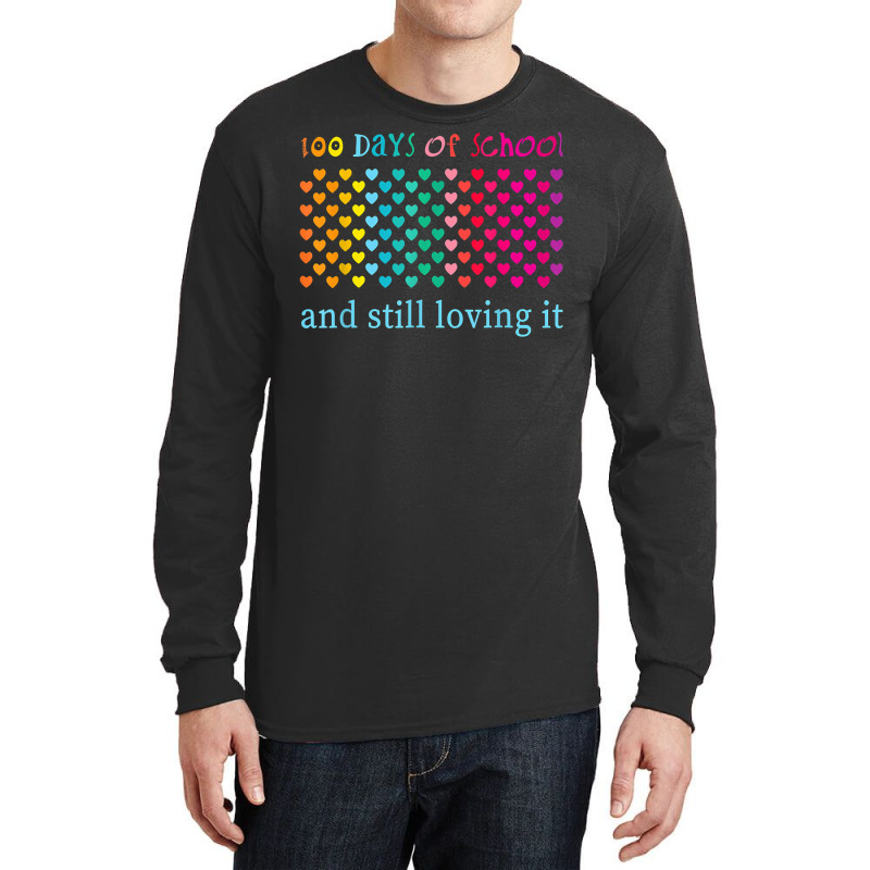 Hearts 100 Days Of School And Still Loving It Teacher Kids T Shirt Long Sleeve Shirts | Artistshot