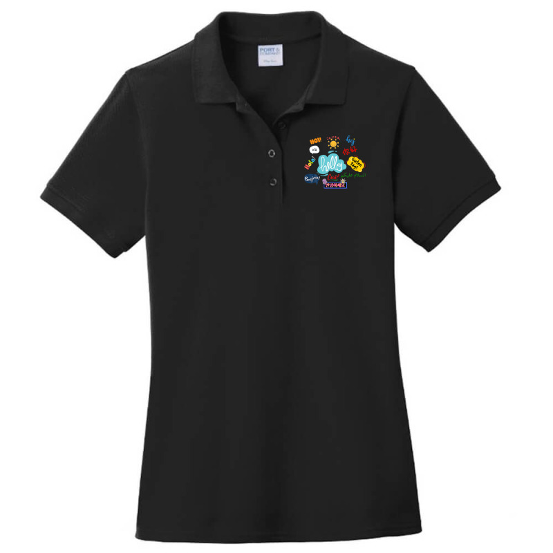 Hello Multilingual Learner Teacher Traveler Back To School Ladies Polo Shirt by laltawernigo | Artistshot