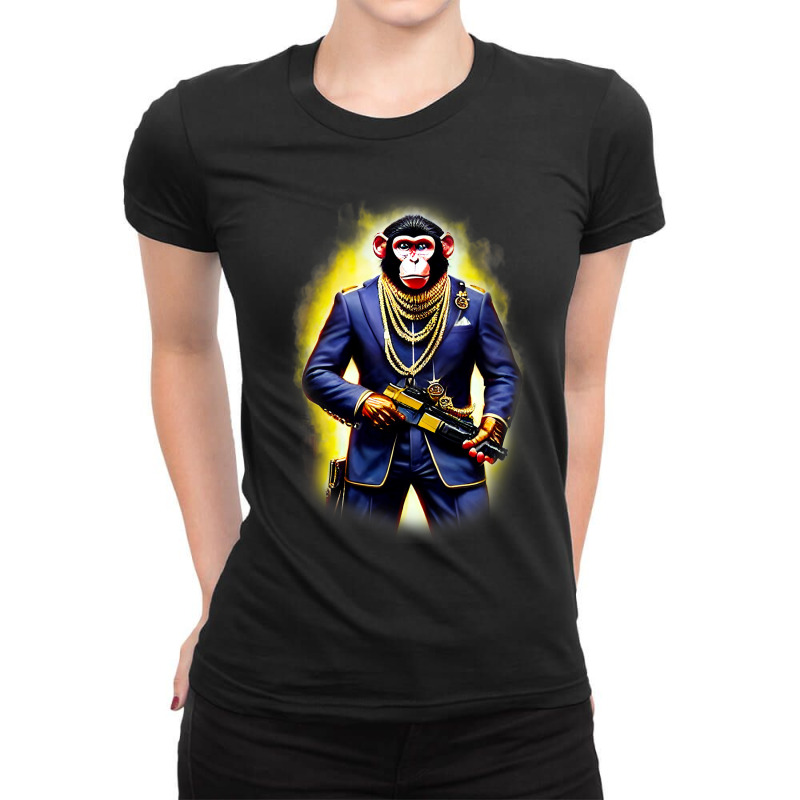 The Angry Monkey Funny Design For Man And Woman Ladies Fitted T-Shirt by AURRADILLARD | Artistshot