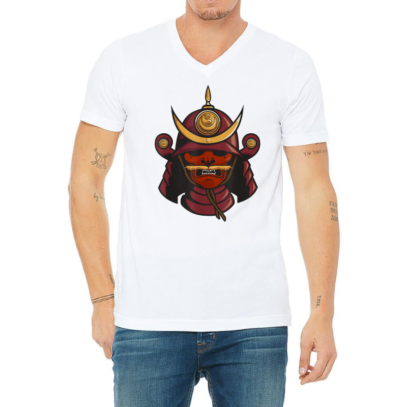 Samurai Warrior Mask Japan Yoroi Menpo T Shirt V-Neck Tee by polioukhi | Artistshot