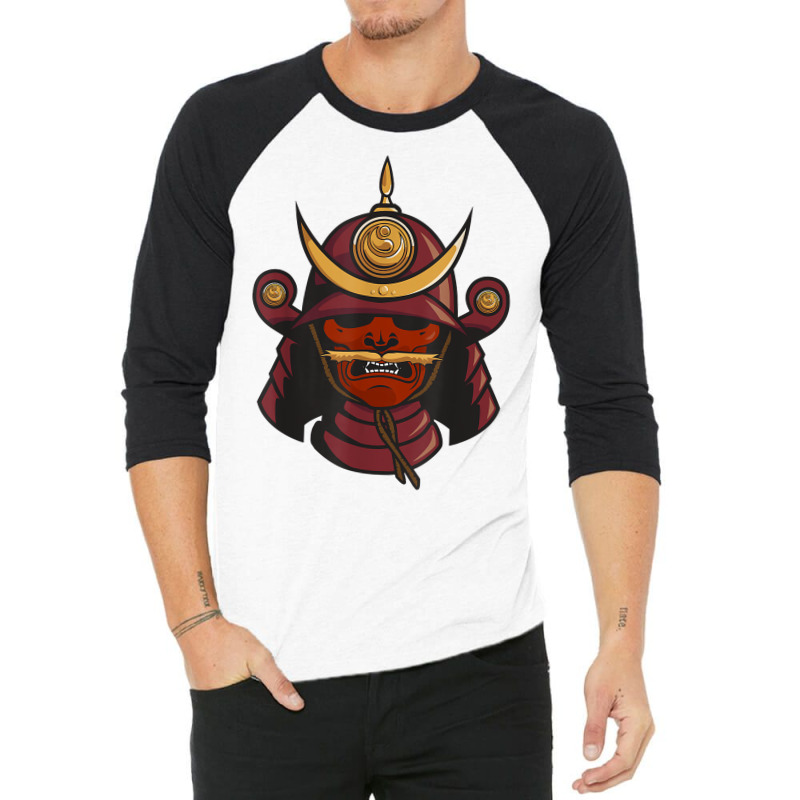 Samurai Warrior Mask Japan Yoroi Menpo T Shirt 3/4 Sleeve Shirt by polioukhi | Artistshot