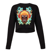 The Monkey Listens To Music Angry Ape Gorilla King Zoo Cropped Sweater | Artistshot