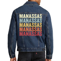 Manassas Virginia Manassas Va Retro Vintage Text T Shirt Men Denim Jacket | Artistshot