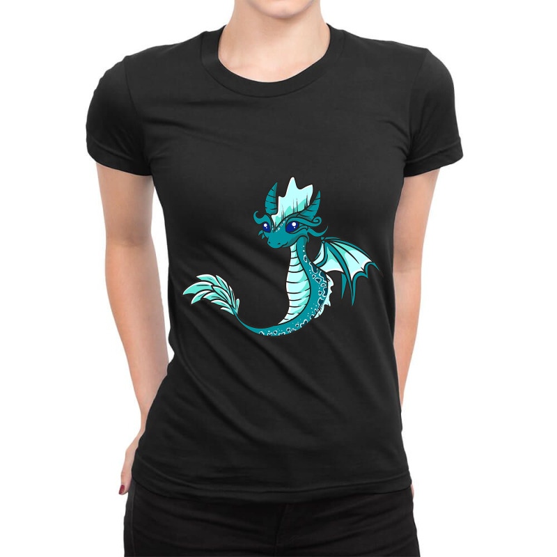 The Water Dragon Cute Kawaii Anime Japanese Ladies Fitted T-Shirt by AURRADILLARD | Artistshot