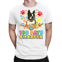 100 Days Smarter Boston Terrier Dog Paw Prints Heart 100th T Shirt T-shirt | Artistshot