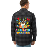 100 Days Smarter Boston Terrier Dog Paw Prints Heart 100th T Shirt Flannel Shirt | Artistshot