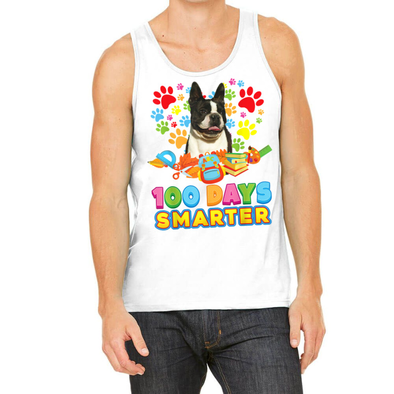 100 Days Smarter Boston Terrier Dog Paw Prints Heart 100th T Shirt Tank Top | Artistshot