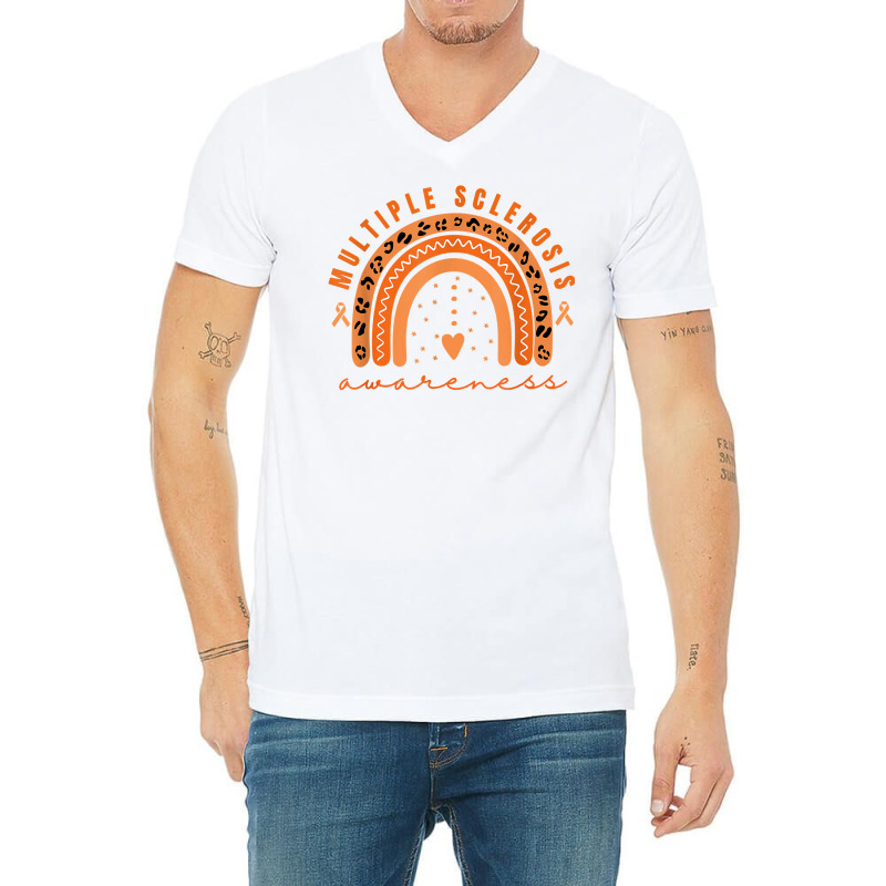 Multiple Sclerosis Awareness Orange Rainbow Ms Warrior Women T Shirt V-neck Tee | Artistshot