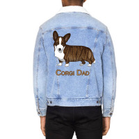 Black Tan Brindle Cardigan Welsh Corgi Dad Dog Lover Gift Long Sleeve Unisex Sherpa-lined Denim Jacket | Artistshot