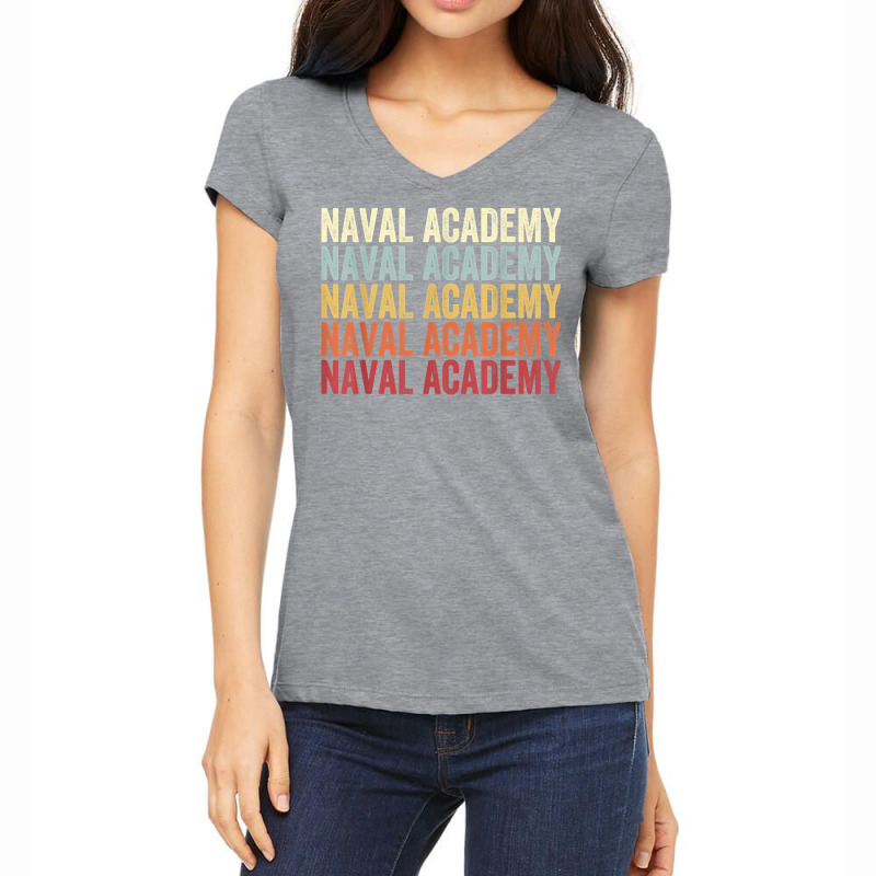 Naval Academy Maryland Naval Academy Md Retro Vintage Text T Shirt Women's V-Neck T-Shirt by annalfreddr3 | Artistshot