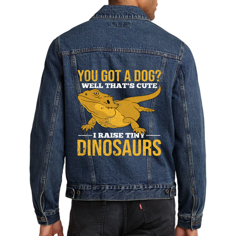 Tiny Dinosaurs Animal Pet Owner Reptile Funny Bearded Dragon Men Denim Jacket by AURRADILLARD | Artistshot