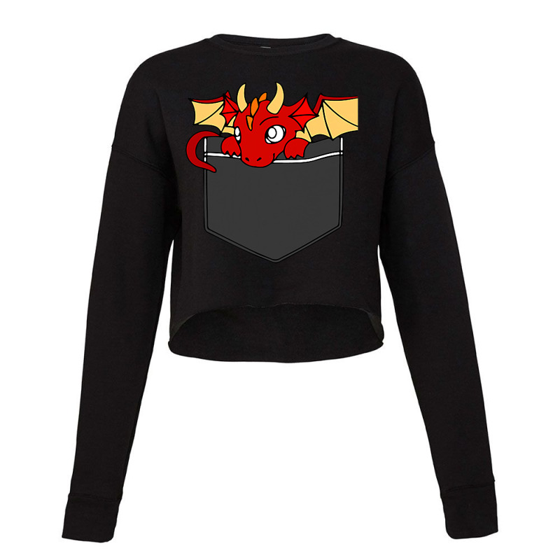 Tiny Dragon In Pocket Shirt Funny Dragon Face For Boy Girl Cropped Sweater by AURRADILLARD | Artistshot