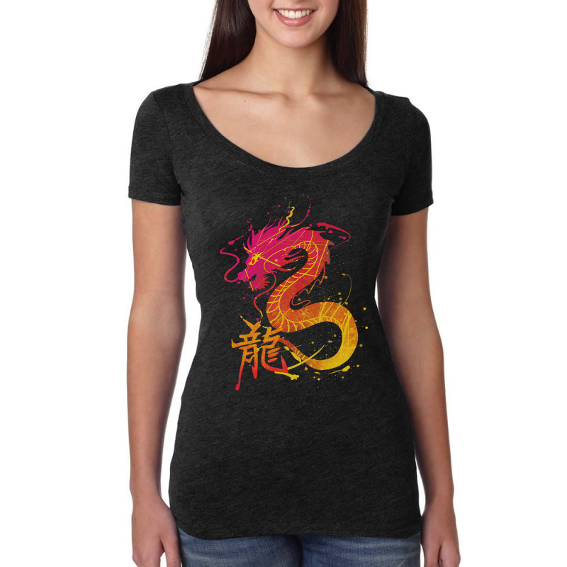 Traditional Chinese Dragon Women's Triblend Scoop T-shirt by AURRADILLARD | Artistshot