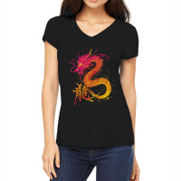 Traditional Chinese Dragon Women's V-neck T-shirt | Artistshot