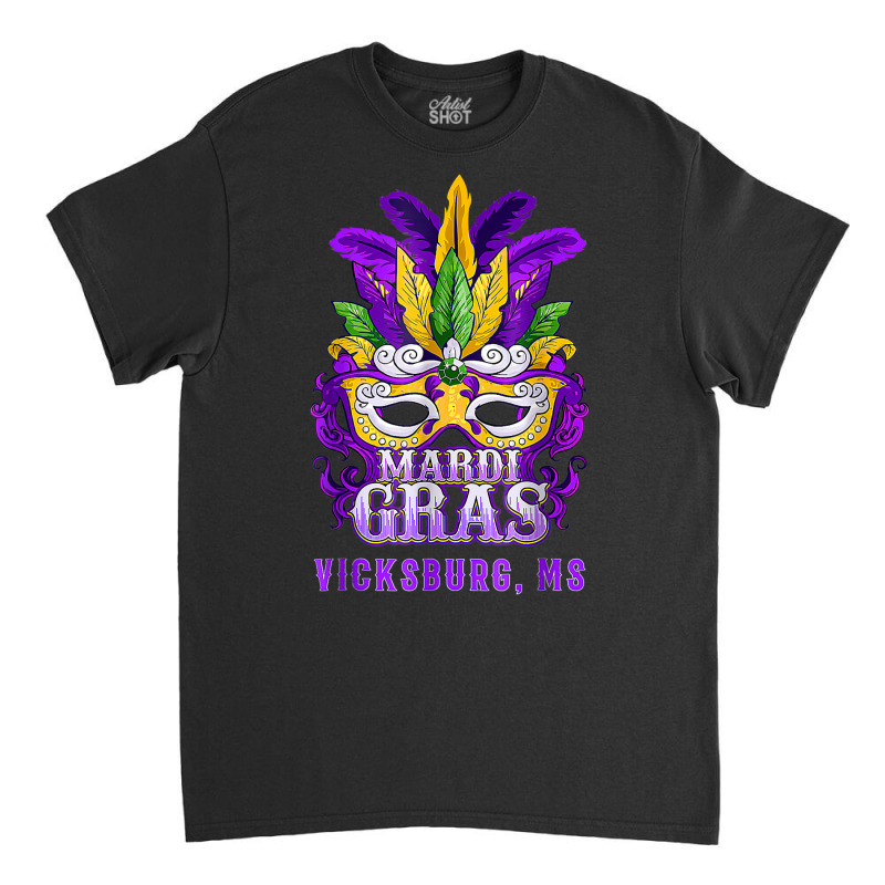 Mardi Gras Parade Vicksburg Mississippi Mask Feathers T Shirt Classic T-shirt by linbere | Artistshot