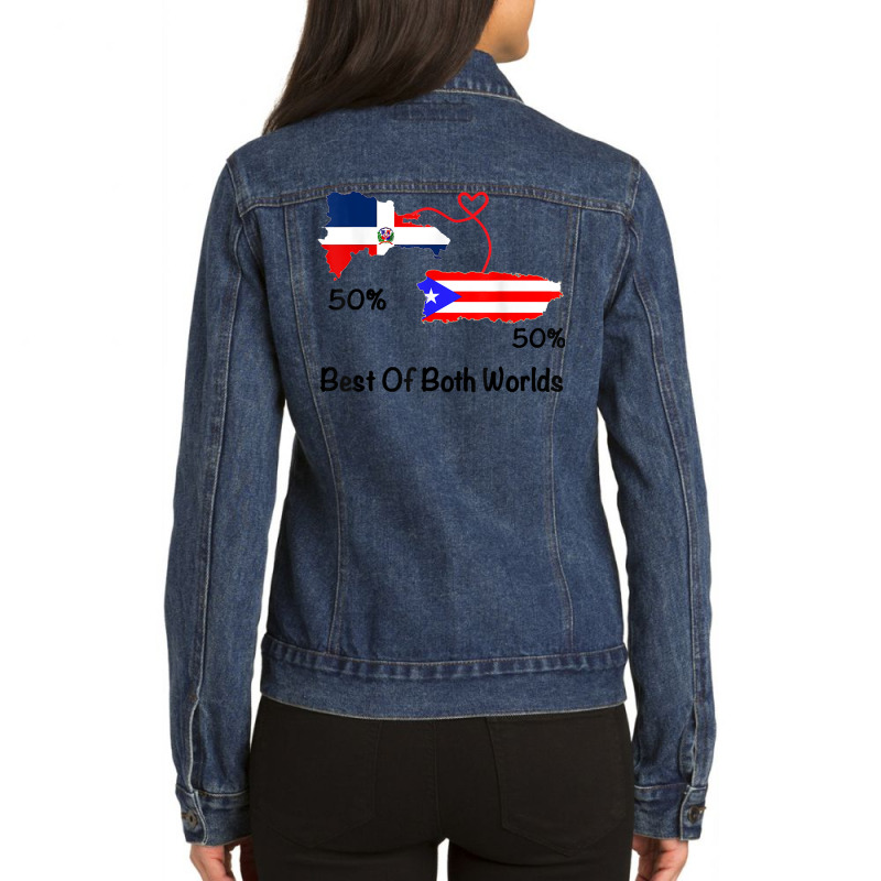 Half Puerto Rican Half Dominican Flag Map Combined Pr Rd T Shirt Ladies Denim Jacket by wiltoban | Artistshot