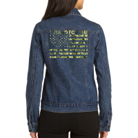 I Stand The Flag Camo Usa Flag Veteran Ladies Denim Jacket | Artistshot