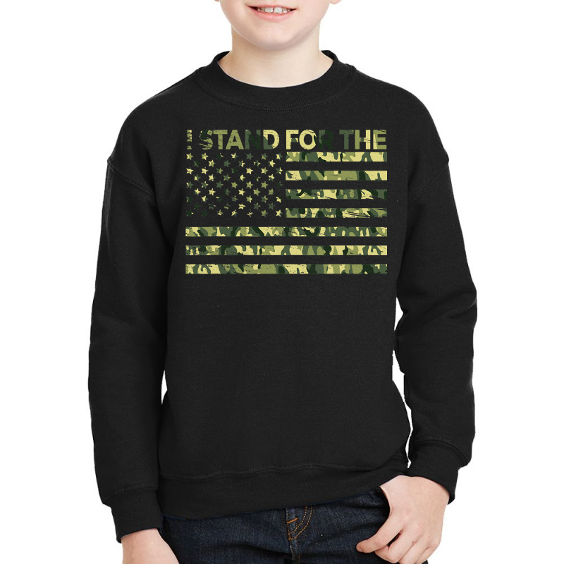 I Stand The Flag Camo Usa Flag Veteran Youth Sweatshirt by AdeArt | Artistshot