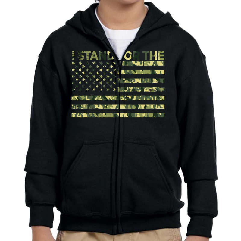 I Stand The Flag Camo Usa Flag Veteran Youth Zipper Hoodie by AdeArt | Artistshot