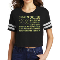 I Stand The Flag Camo Usa Flag Veteran Scorecard Crop Tee | Artistshot