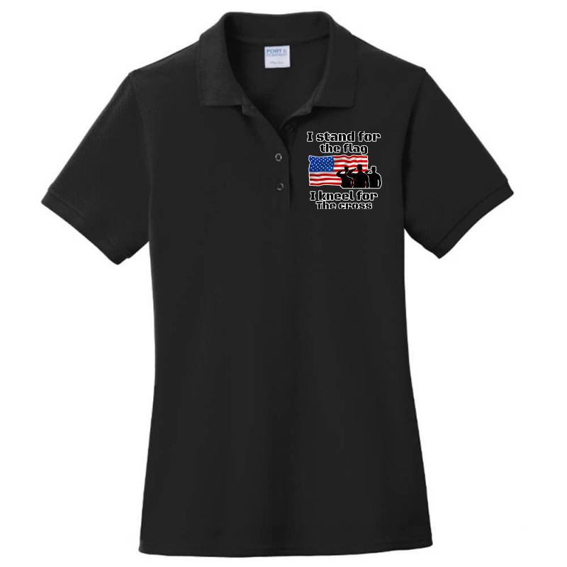 I Stand The Flag I Kneel The Cross Ladies Polo Shirt by AdeArt | Artistshot