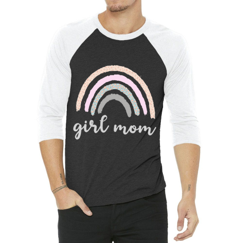 Gift,girl Mom Mama Rainbow With Leopard Skin Print 3/4 Sleeve Shirt | Artistshot