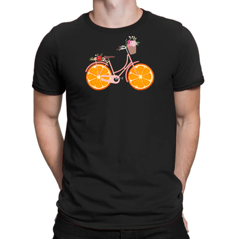 Vintage Bike Bicycle Flower Basket | Orange Fruit T-shirt T-shirt. By  Artistshot