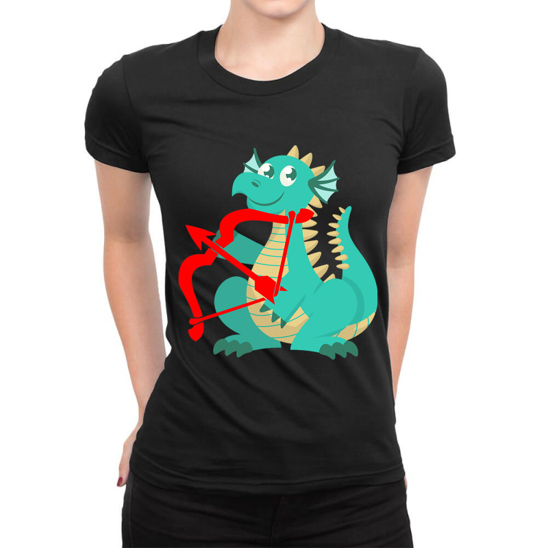 Valentines Day Dragon Red Cupid Bow Ladies Fitted T-Shirt by AURRADILLARD | Artistshot