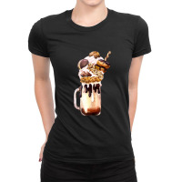 Chocolate Vanilla Milkshake  Caramel Overshake Topped With Pop Ladies Fitted T-shirt | Artistshot