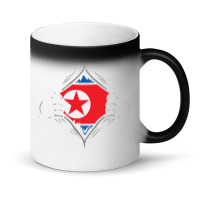 North Korea  Two Hands Ripping Revealing Flag Of North Korea Magic Mug | Artistshot