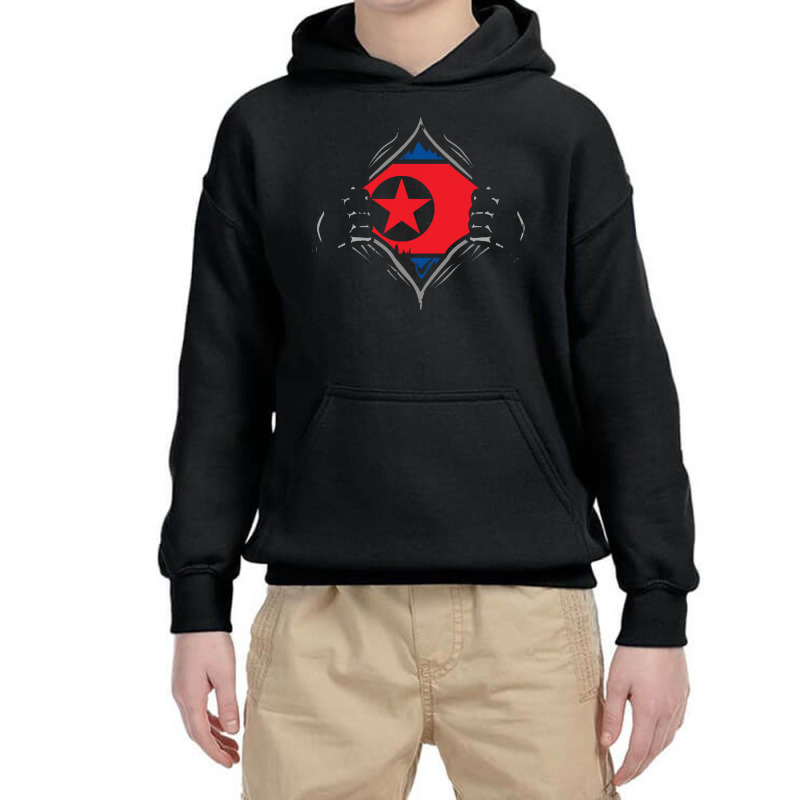 North Korea  Two Hands Ripping Revealing Flag Of North Korea Youth Hoodie | Artistshot