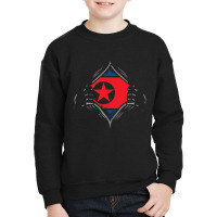 North Korea  Two Hands Ripping Revealing Flag Of North Korea Youth Sweatshirt | Artistshot