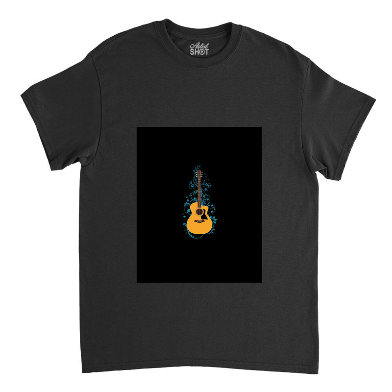 Natural Auditorium Acoustic Guitar Flowering Vines Classic T-shirt | Artistshot