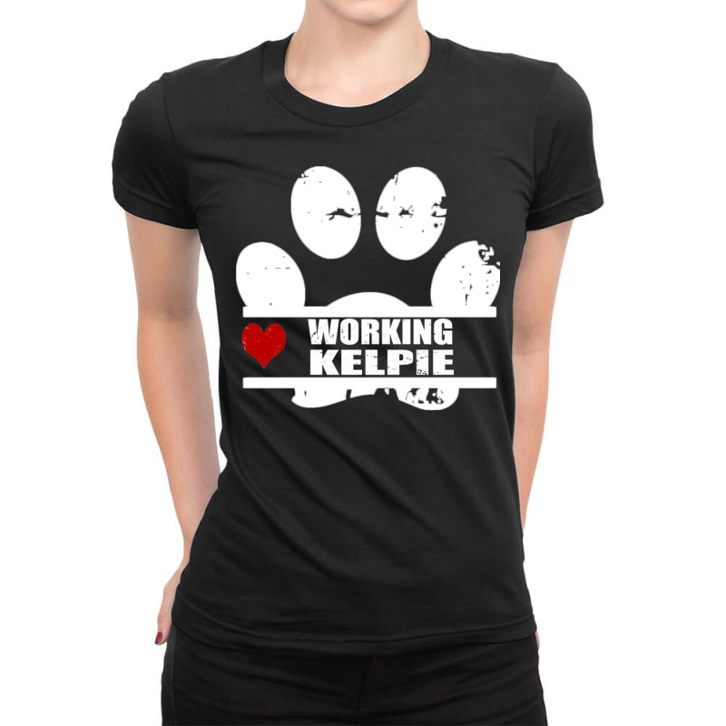 Working Kelpie Dog Paw Print Ladies Fitted T-Shirt by Atep | Artistshot