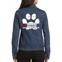 Working Kelpie Dog Paw Print Ladies Denim Jacket | Artistshot