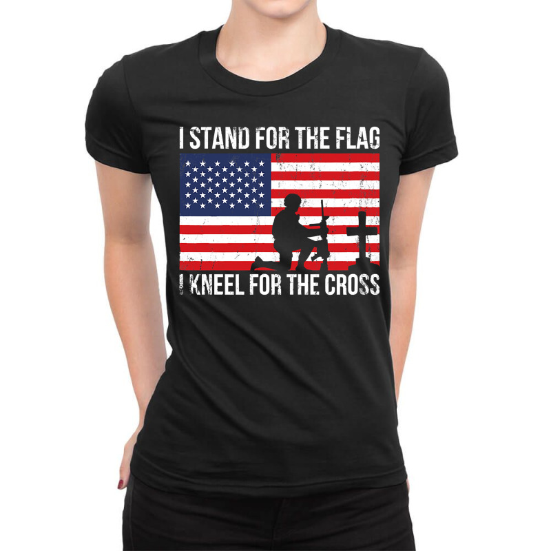 I Stand The Flag Proud Military Meme Ladies Fitted T-Shirt by AdeArt | Artistshot