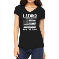 I Stand The Flag Usa American Patriotic Women's V-neck T-shirt | Artistshot