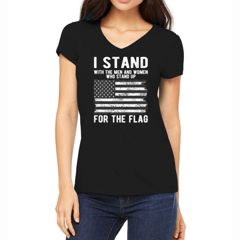 I Stand The Flag Usa American Patriotic Women's V-Neck T-Shirt by AdeArt | Artistshot