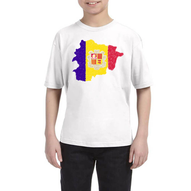 Andorra Map Flag Drawing Line Art Youth Tee | Artistshot