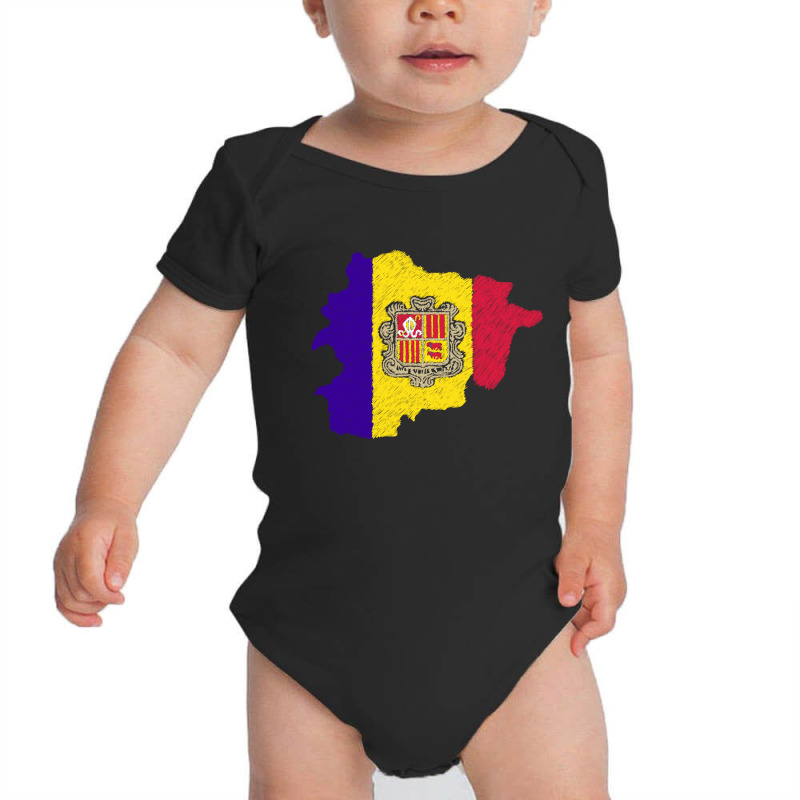 Andorra Map Flag Drawing Line Art Baby Bodysuit | Artistshot