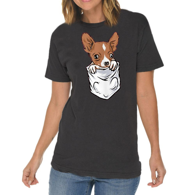 Chihuahua Dog In Pocket Funny Chihuahua T Shirt Vintage T-shirt | Artistshot