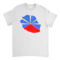 Reunion Island Map Flag Drawing Line Art Classic T-shirt | Artistshot