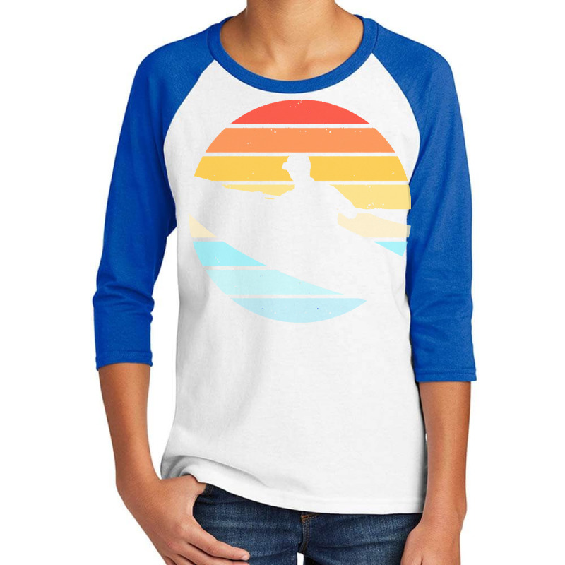 Canoe T  Shirt Canoeing Silhouette On A Distressed Retro Sunset Print Youth 3/4 Sleeve | Artistshot